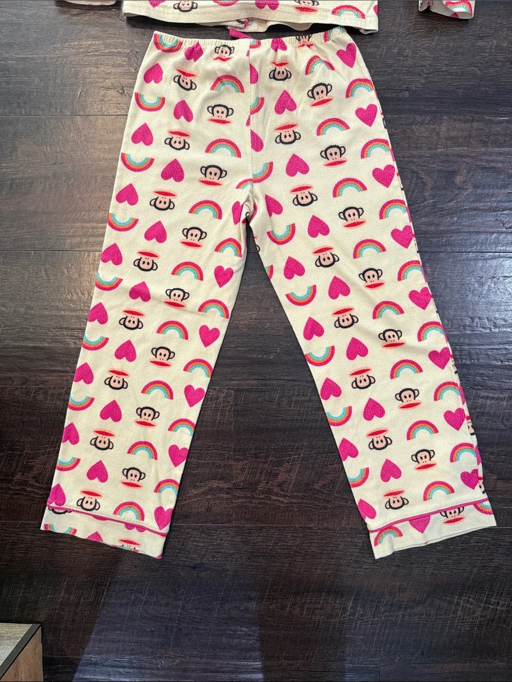 Paul Frank Cream Pajama Set with Pink Hearts & Rainbow Motifs